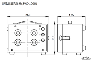 静電容量発生器 SVC-1000型の外形図