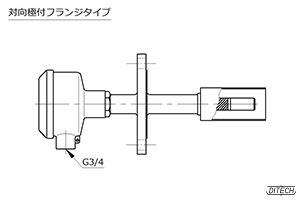 導電率計 センサ 対向極付フランジタイプの外形図