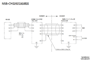 NSB-CM型センサと変換器と電源の相互結線図