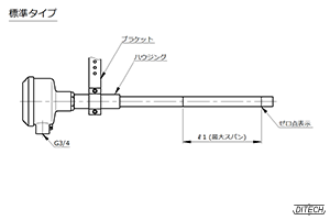 せき式 流量計 センサの外形図