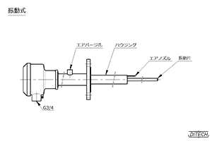 ブロー機能付レベルスイッチ センサの外形図