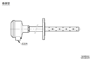 溶融金属用レベルスイッチ IPM-LS型センサの外形図