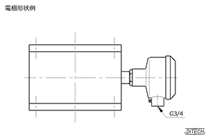 縦配管用レベル計 センサの外形図