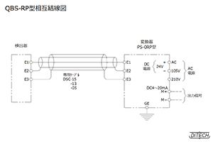 QBS-RP型センサと変換器の相互結線図